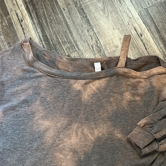 Buttery Soft Brown off the Shoulder Sweatshirt - Picture 2 of 4